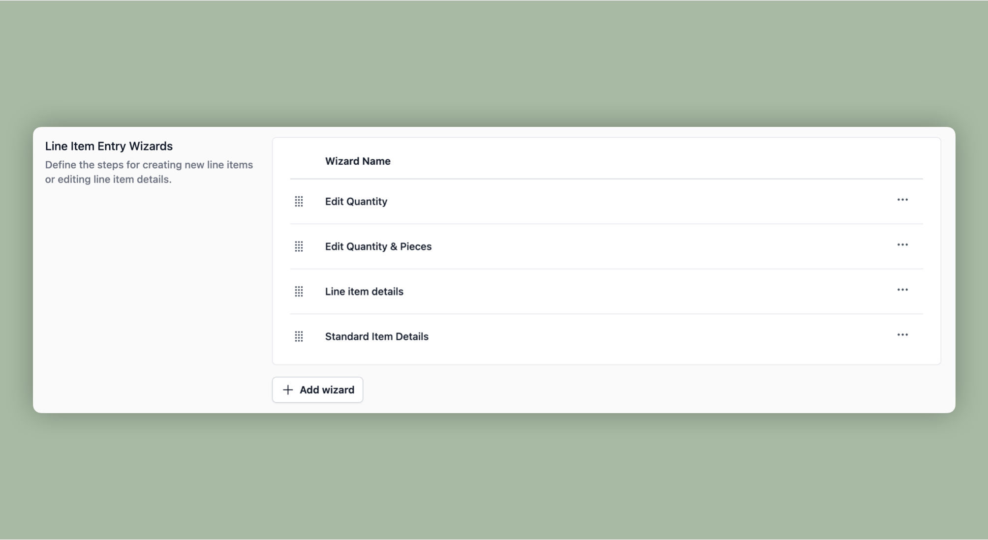 Set up the Item Entry Steps