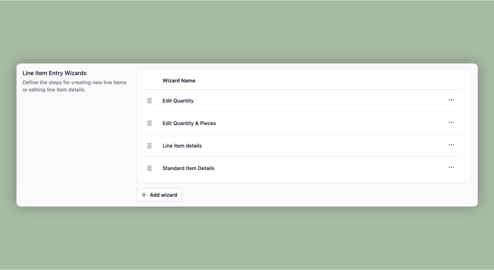 Set up the Item Entry Steps