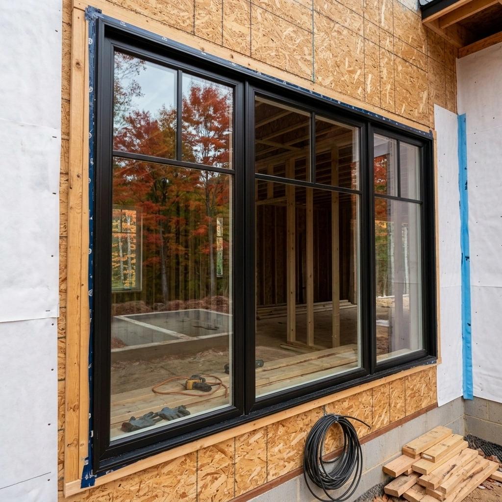 Post-construction window cleaning removing paint overspray and construction residue