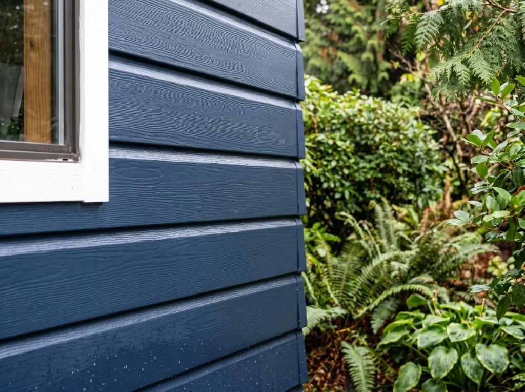 Freshly washed home siding with clean planks in North Vancouver