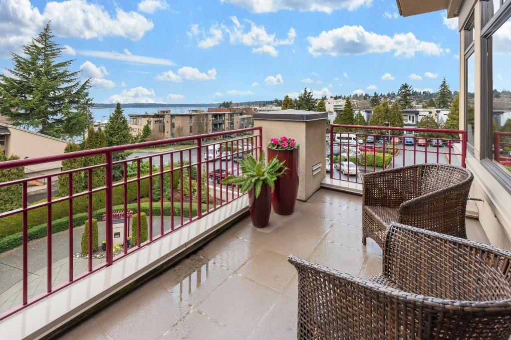 Clean outdoor balcony tiles with coastal view North Vancouver