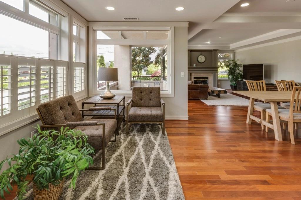 Open-concept home with natural light through clear residential windows