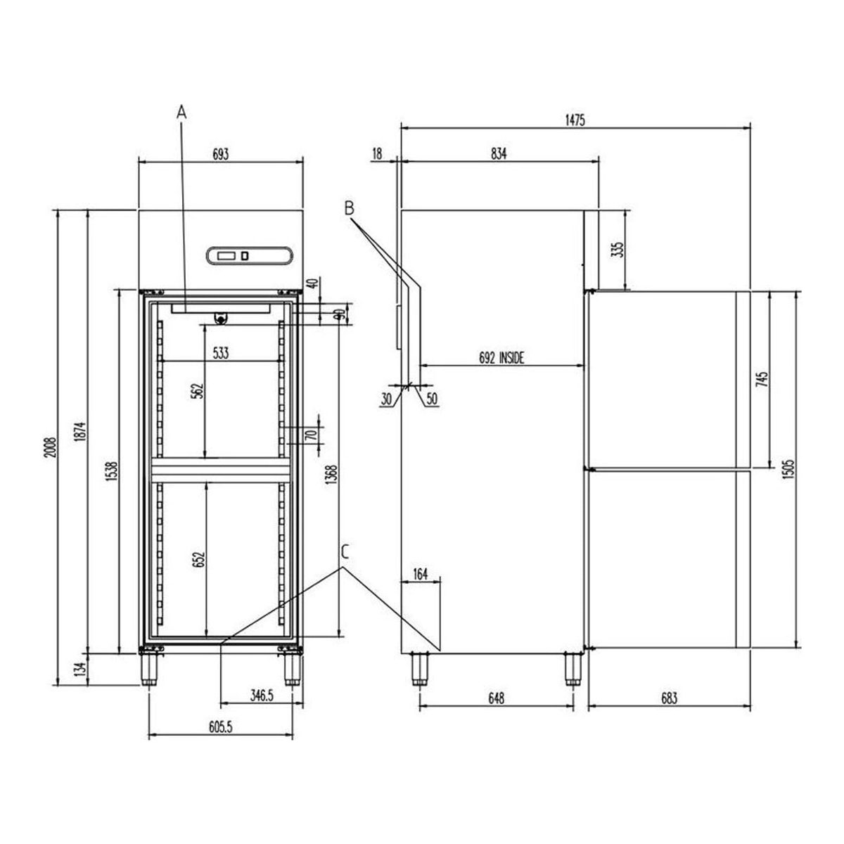 Külm- ja sügavkülmkapp ECPM-702 HC R