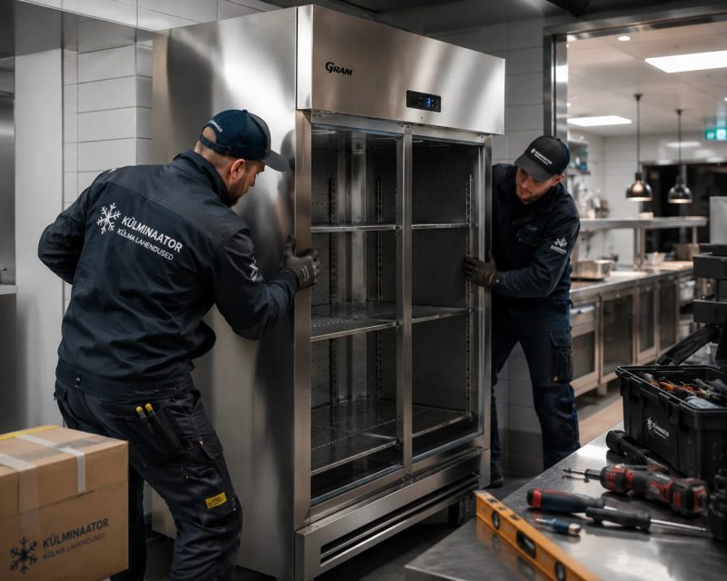 Külminaator team installing equipment on site