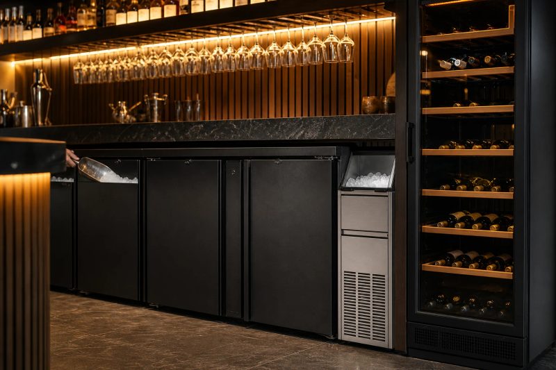 Bottle coolers and chilled drinks in a bar