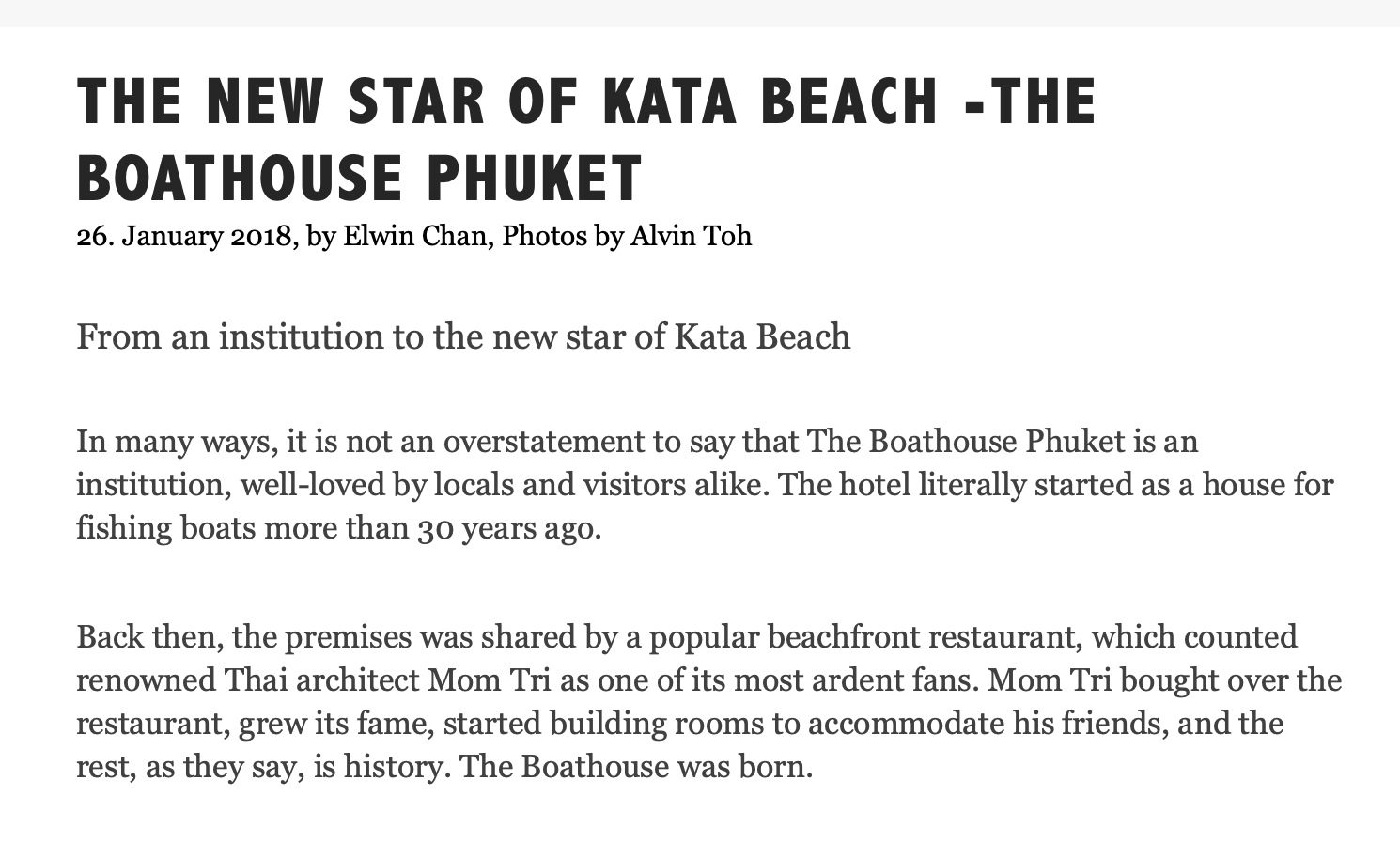 H Paper – Boathouse Phuket