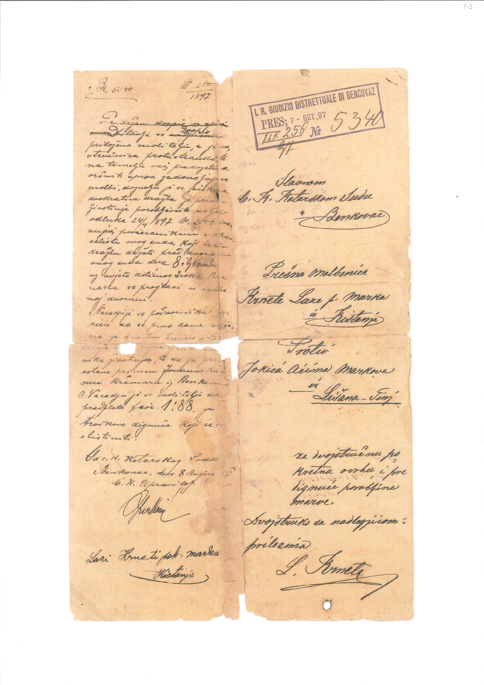 Archival contract of the Jokić family