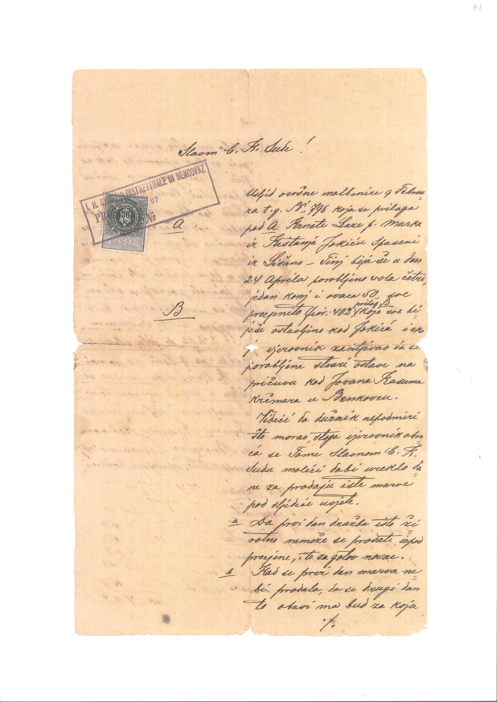 Archival contract of the Jokić family