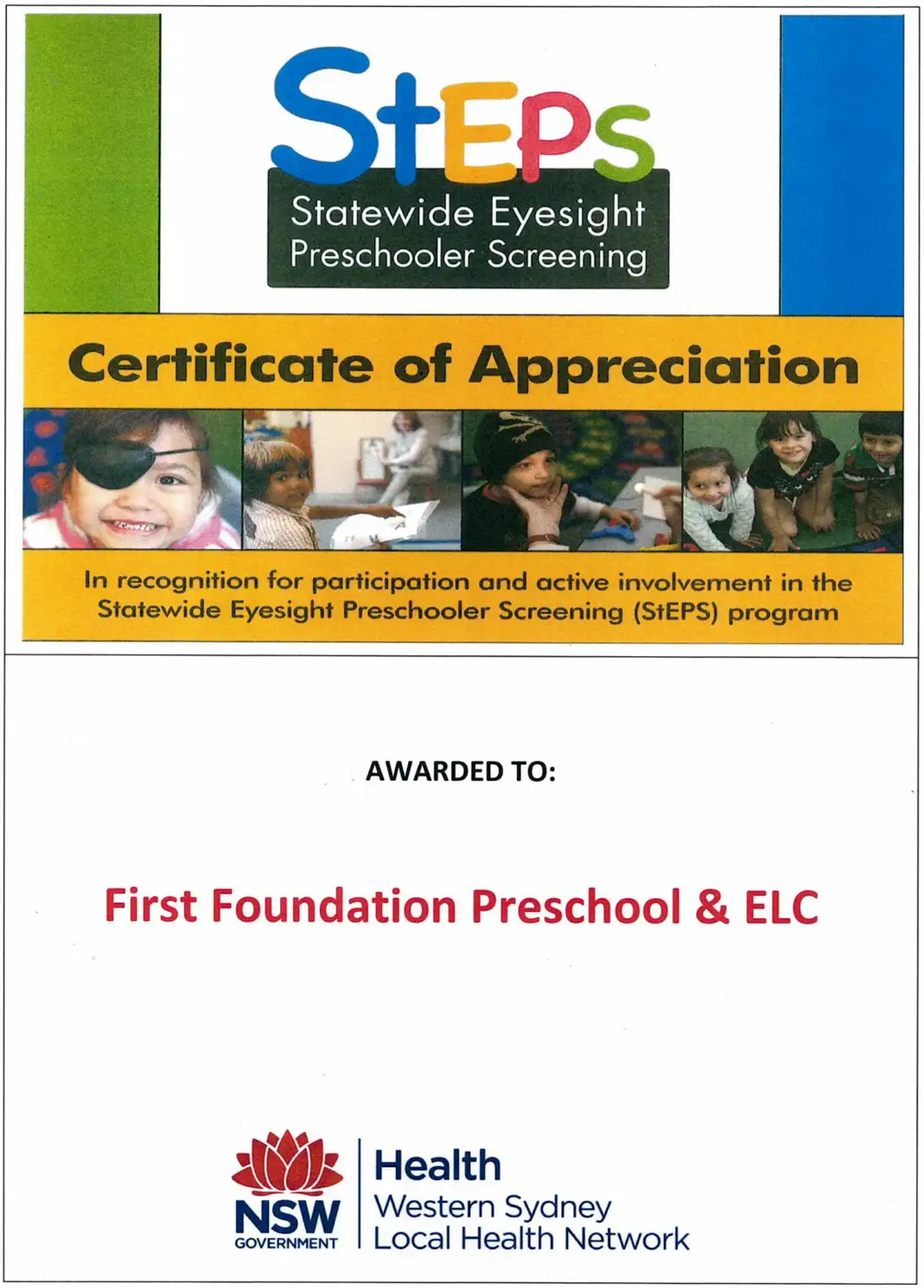 Award certificate