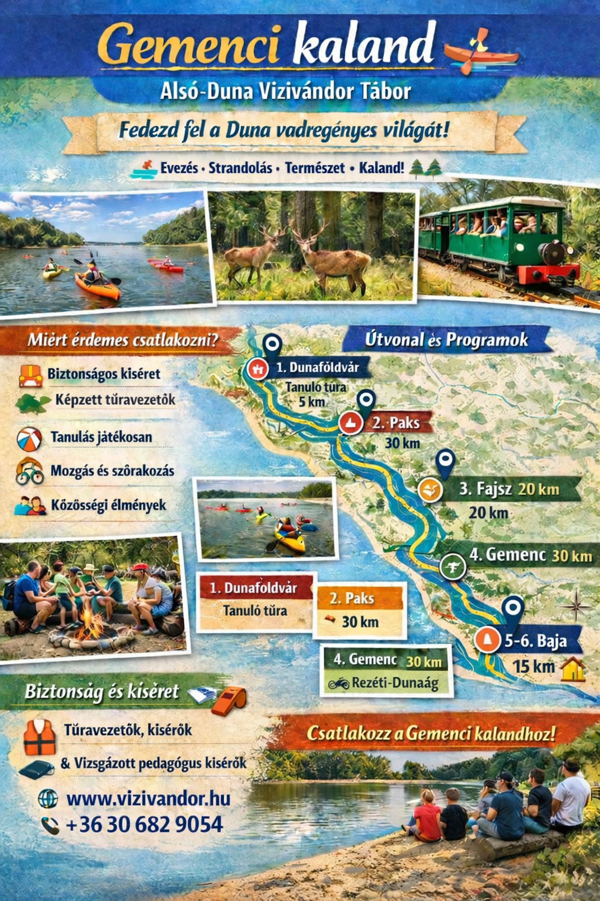 Vízivándor tábor 2026 -Alsó-Duna – Gemenci kaland útvonal
