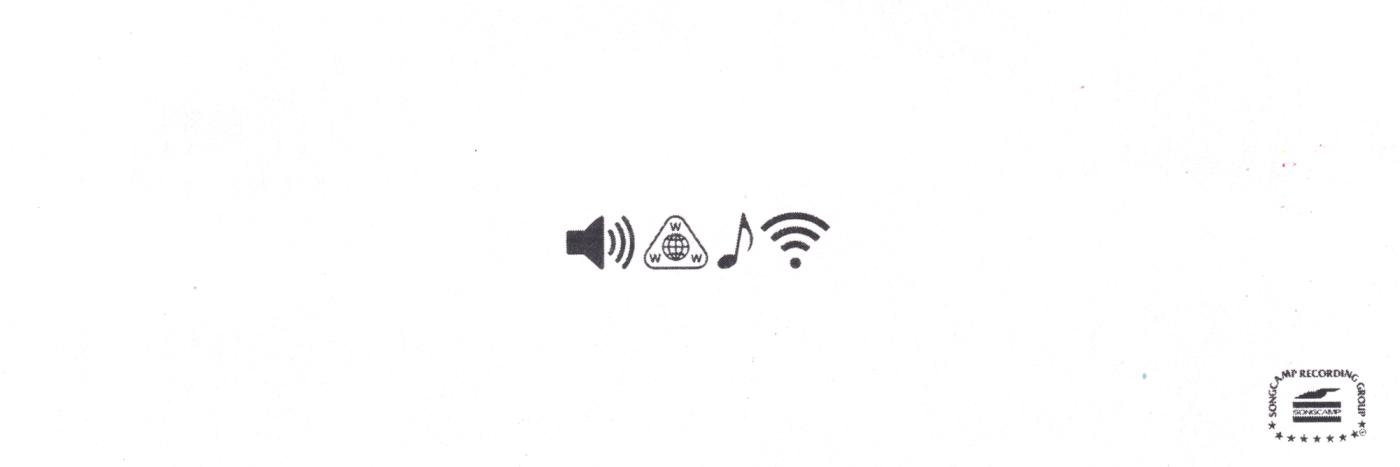 Wide Online Music signal strip with audio and internet icons
