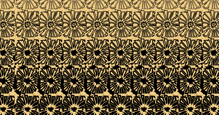 Digital art that depicts Fracture's iconography, repeated like a block print.