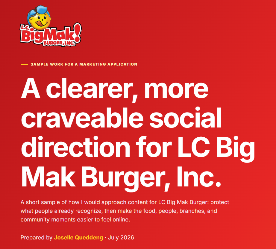LC Big Mak Burger — Social Media Opportunity Audit & Proposal
