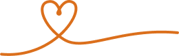 Orange heart-shaped line drawing with a wave-like extension, on a transparent background.