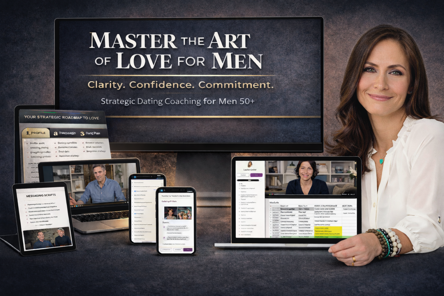 ChatGPT+Image+Feb+21,+2026,+06_52_38+AM.png Digital display and multiple electronic devices showcasing online coaching program for men over 50 promoting love, confidence, and strategic dating.