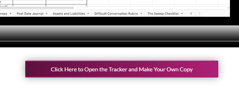 Screenshot of a website with a purple button that says 'Click Here to Open the Tracker and Make Your Own Copy'.