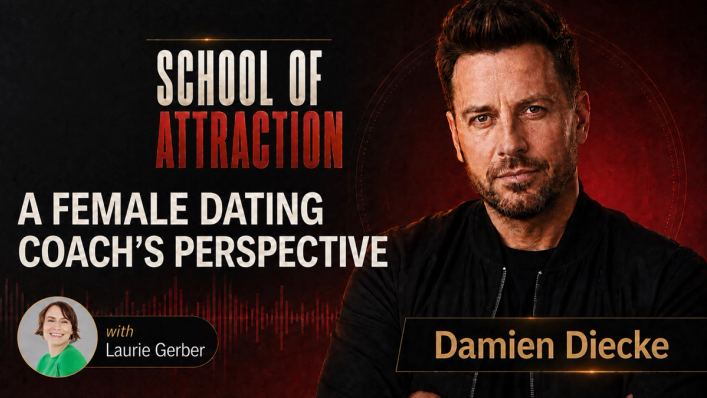 School of Attraction guest podcast thumbnail featuring host Damien Diecke and Laurie Gerber