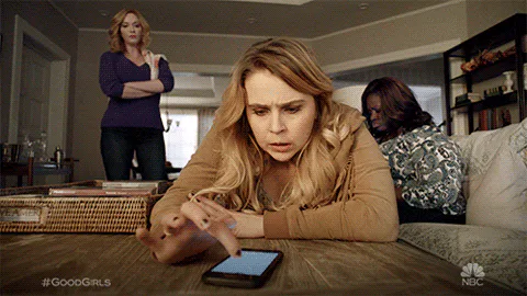 Frustrated+Good+Girls+GIF+by+NBC.gif Animated reaction: Frustrated Good Girls