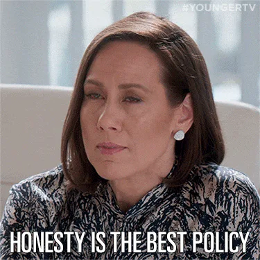 Animated reaction: accompanying: People fear being honest because they literally do not know how. This cheat sheet is your
