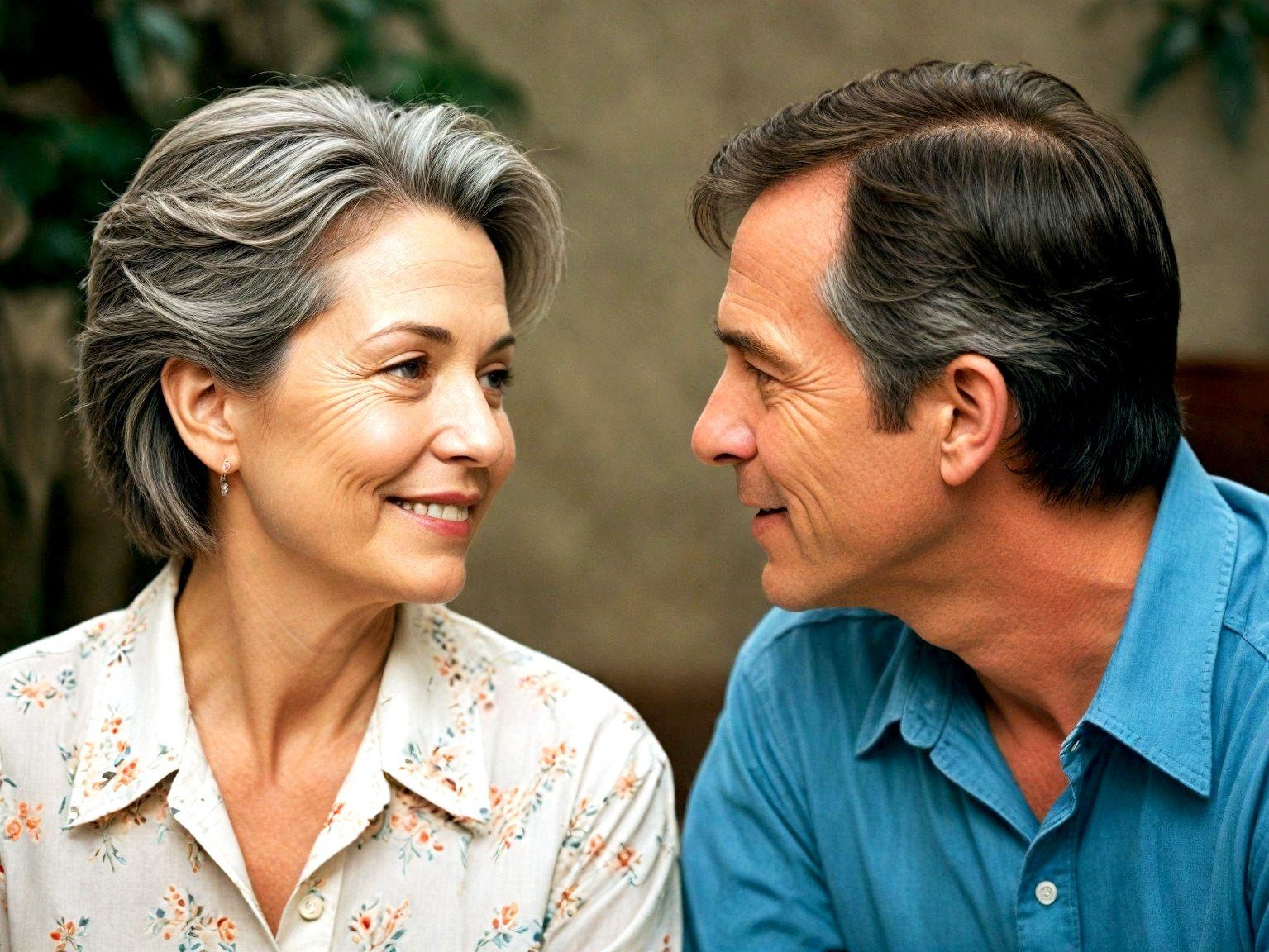 img-ihlTDCe9ZyQaT4MwNUFv4.jpg Smiling older couple looking at each other affectionately, with the woman wearing a floral blouse and the man in a blue shirt.