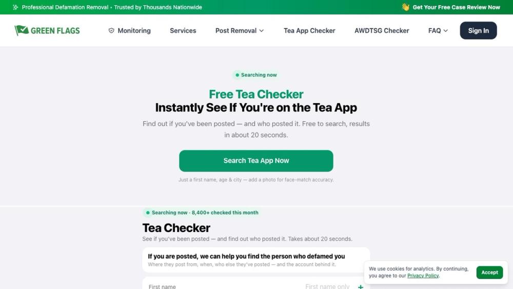 image of Tea App Green Flags Checker image of Tea App Green Flags Checker