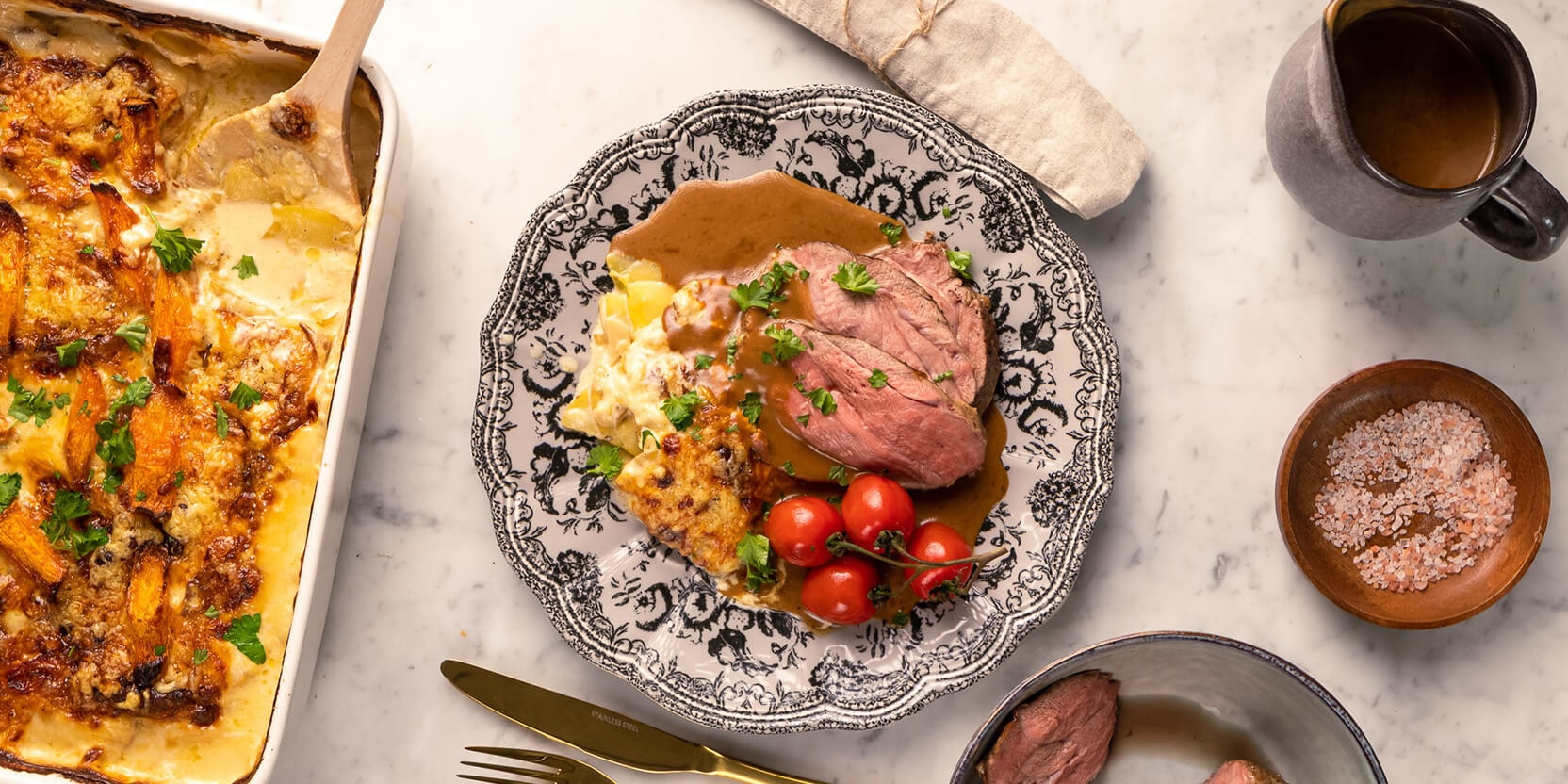 Matbodens recept på klassisk lammstek med potatisgratäng