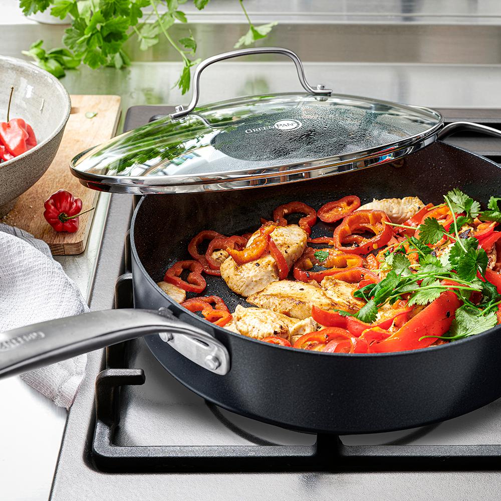 greenpan copenhagen paistokasari kannella non stick lasikansi