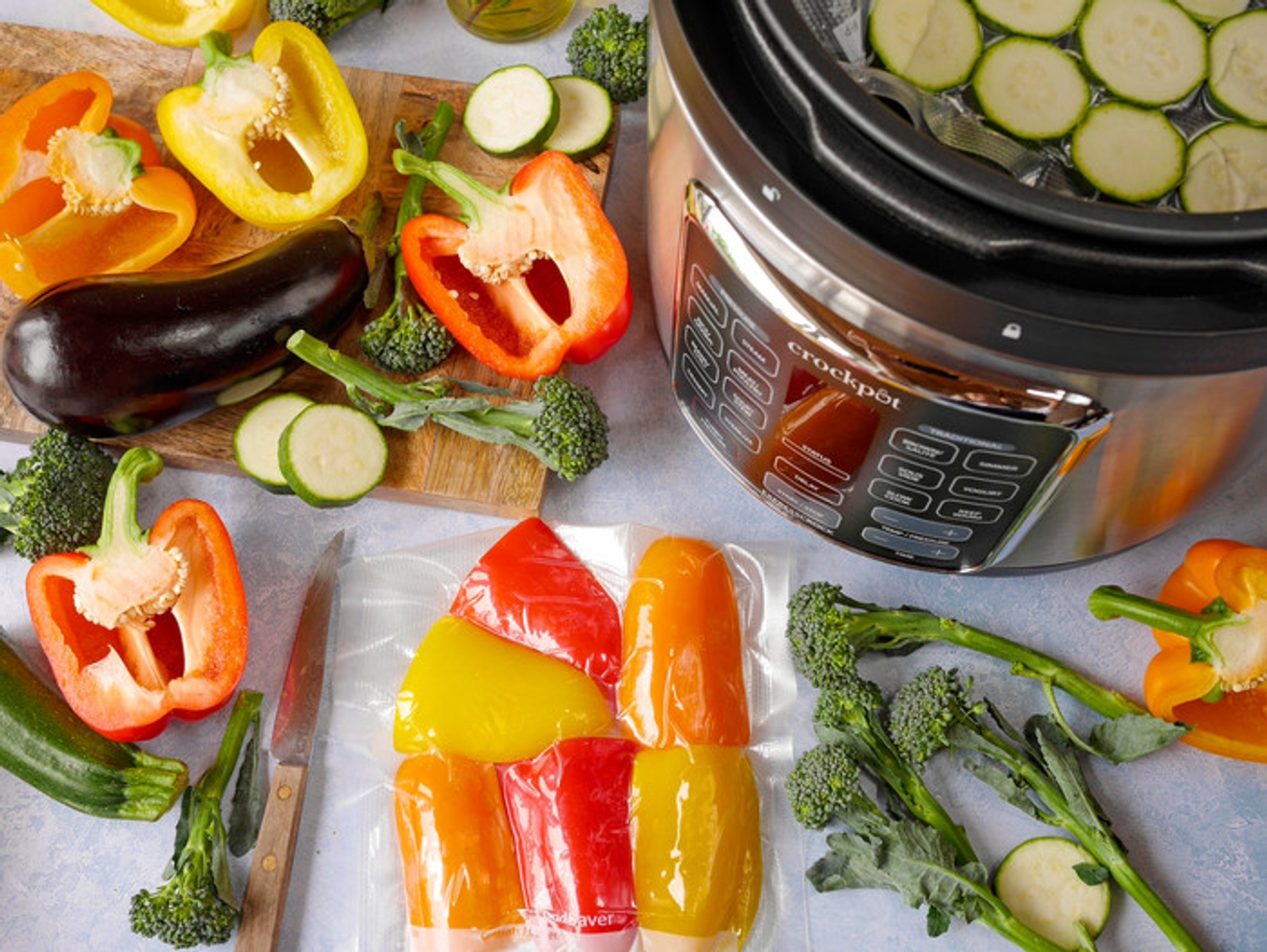 Trykkoker med grønnsaker