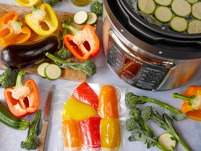 Trykkoker med grønnsaker