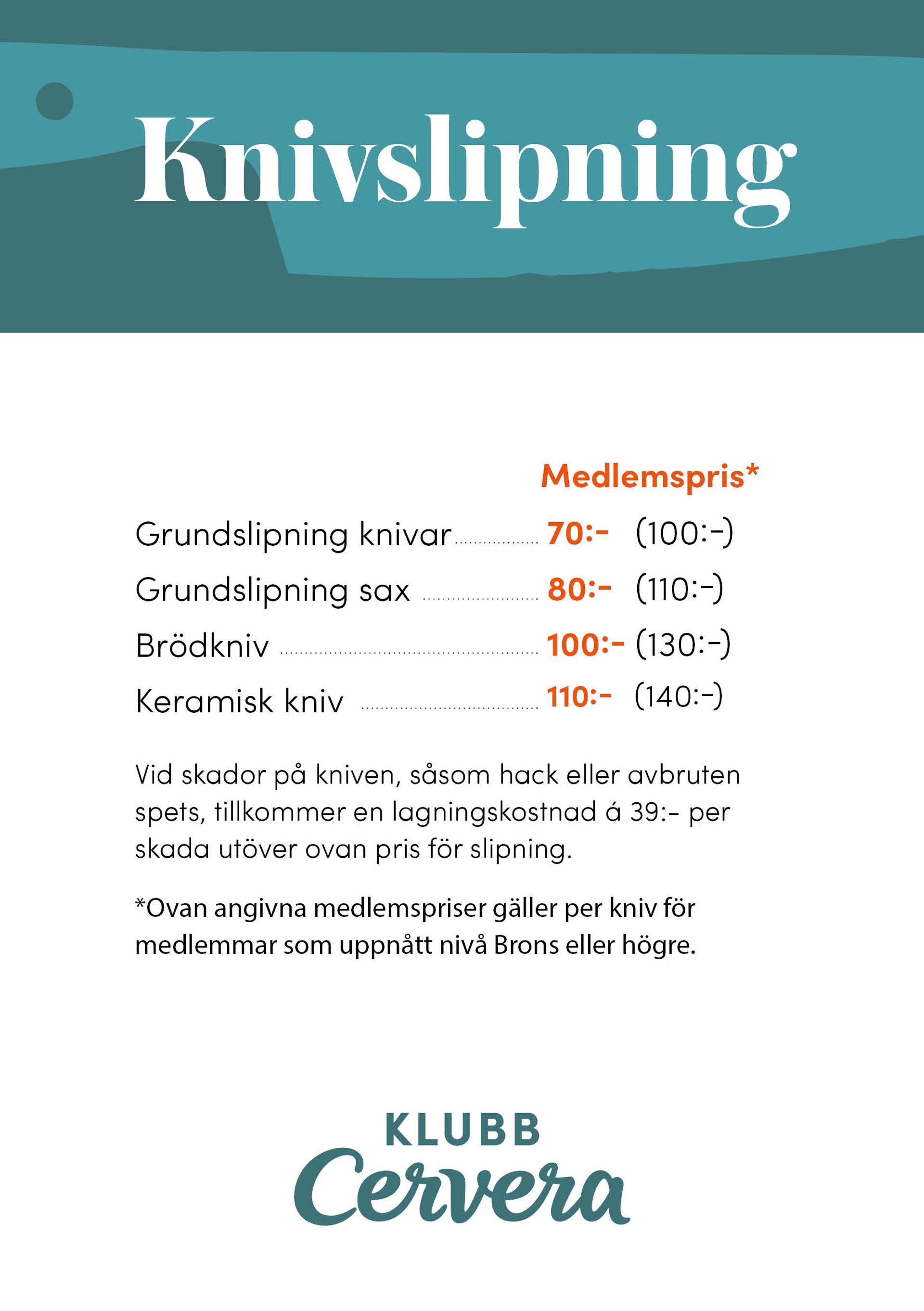 Knivslipning | Få dina knivar slipade i din Cervera-butik - Cervera