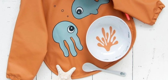 Barnetekstiler Smekke med ermer Sea Friends Oransje/grå