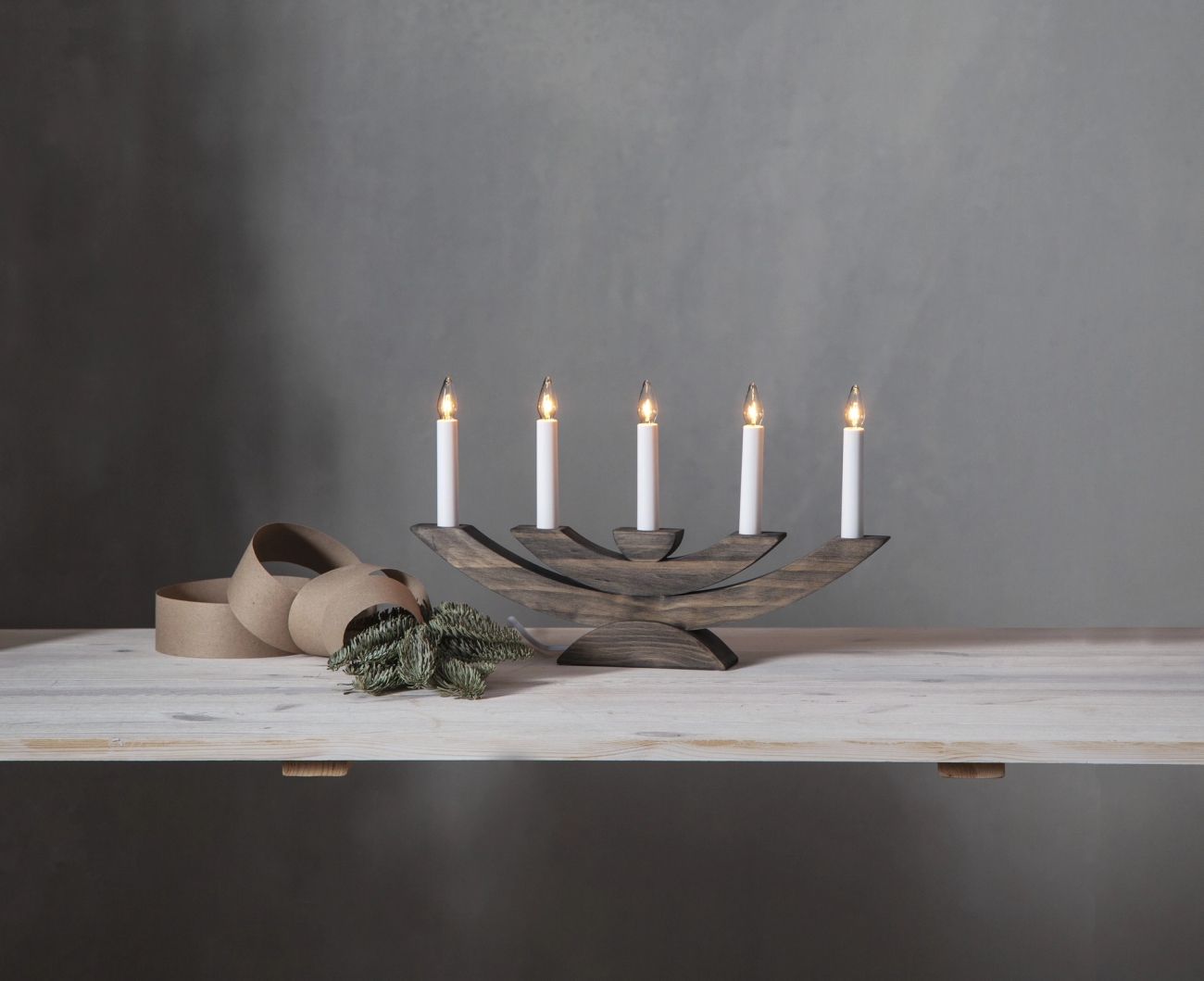 Star trading puinen kynttelikkö sähkökynttelikkö 5 kynttilää jouluvalot