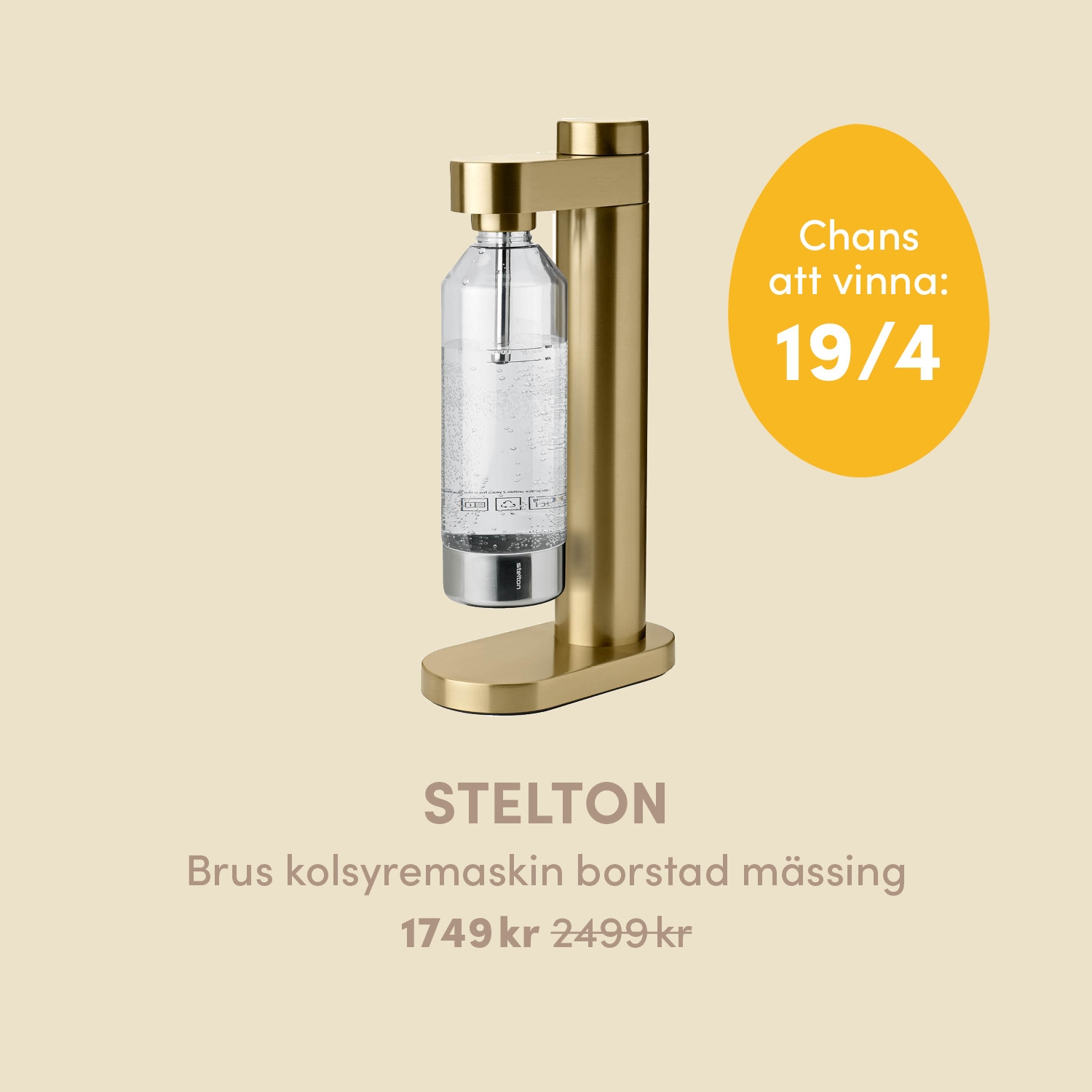 Stelton kolsyremaskinen Brus i färgen borstad mässing