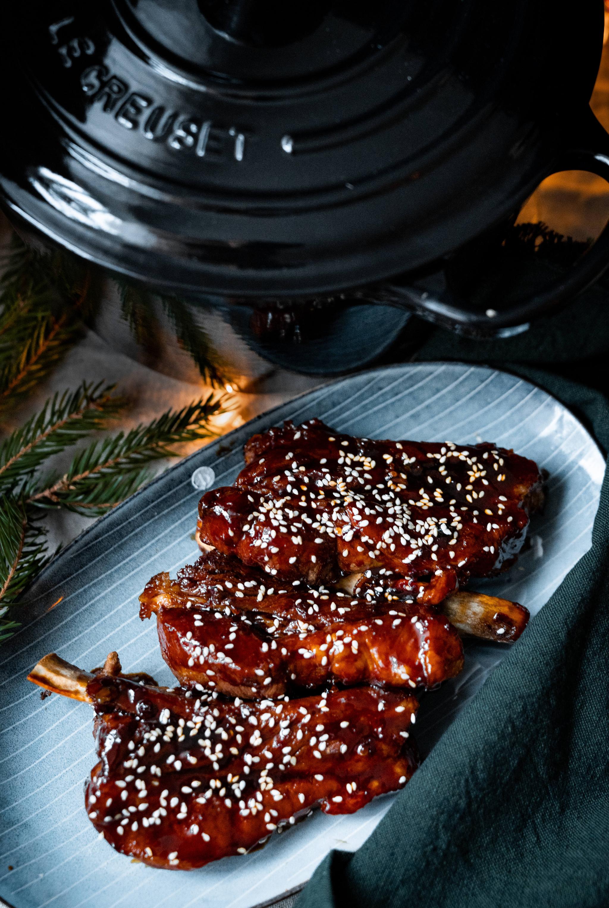 Sticky asian Christmas ribs