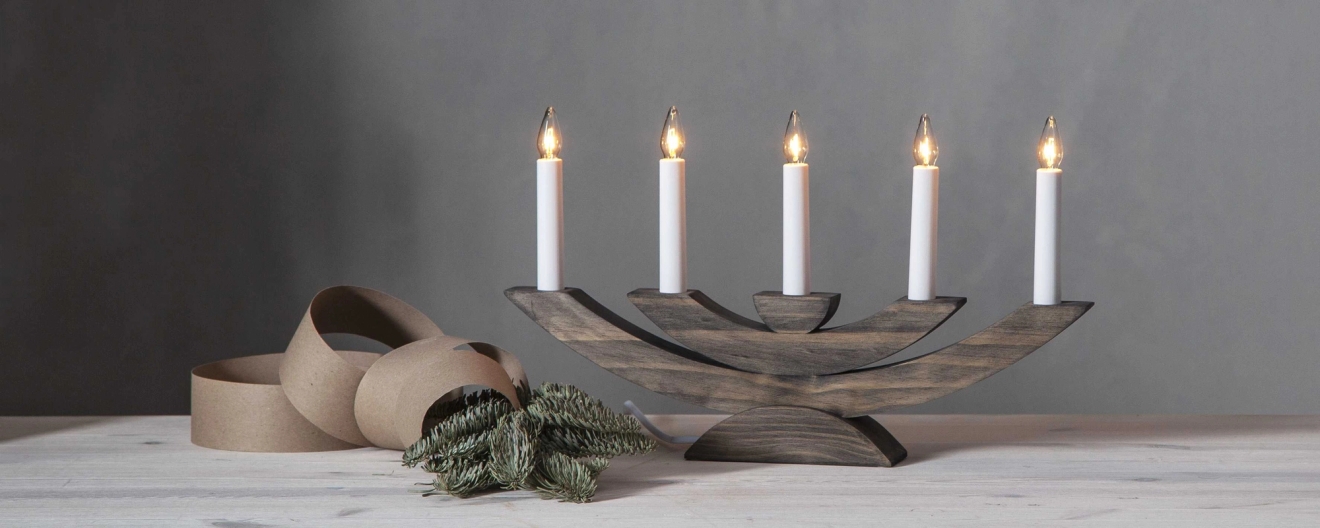 Star trading puinen kynttelikkö sähkökynttelikkö 5 kynttilää jouluvalot