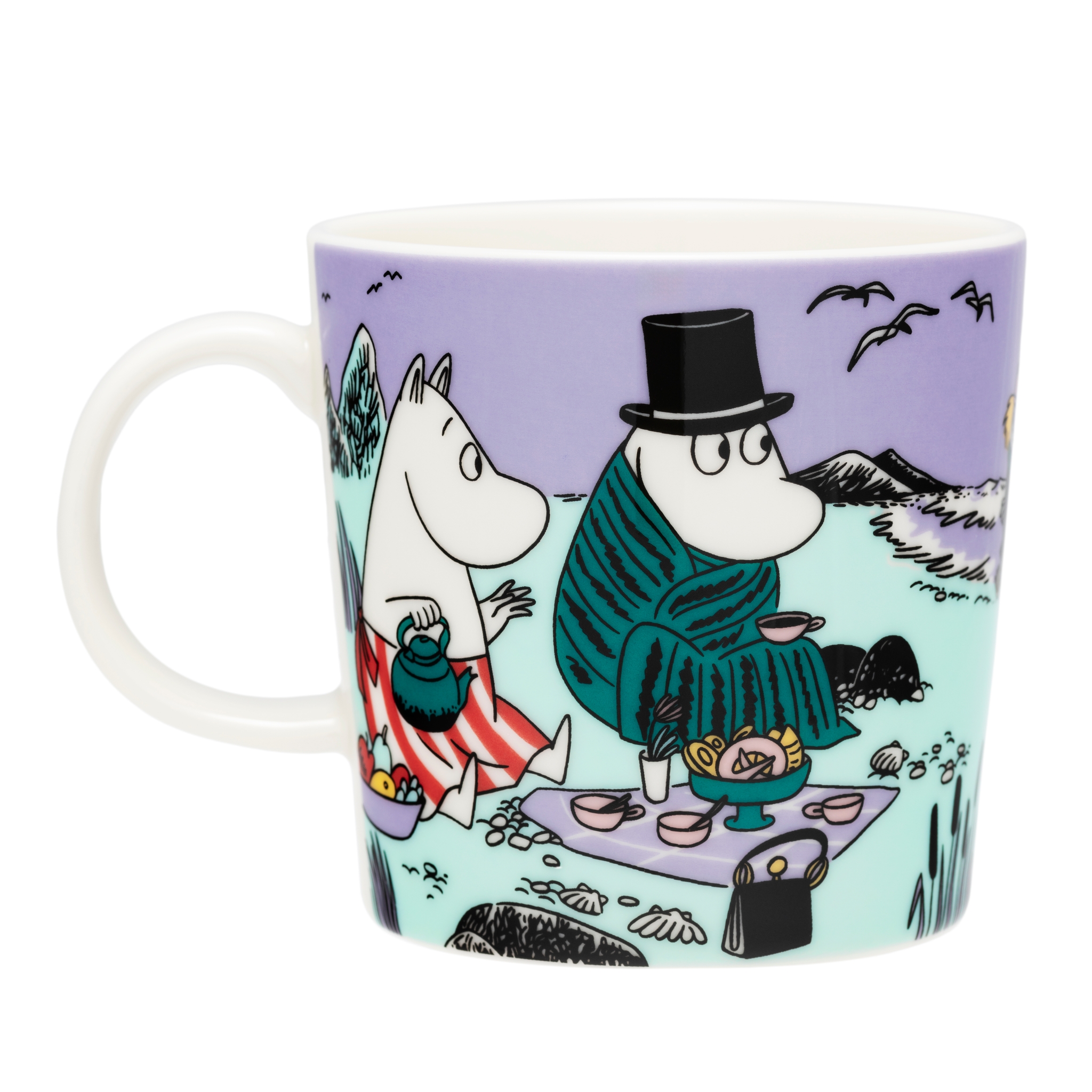 Produktbild på baksidan av sommarmuggen 2025 från Moomin Arabia