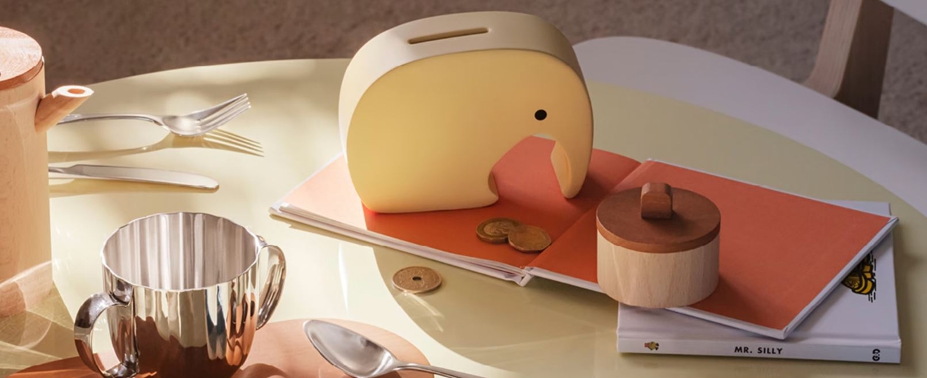 doppresent till kille gul sparbössa från Georg Jensen