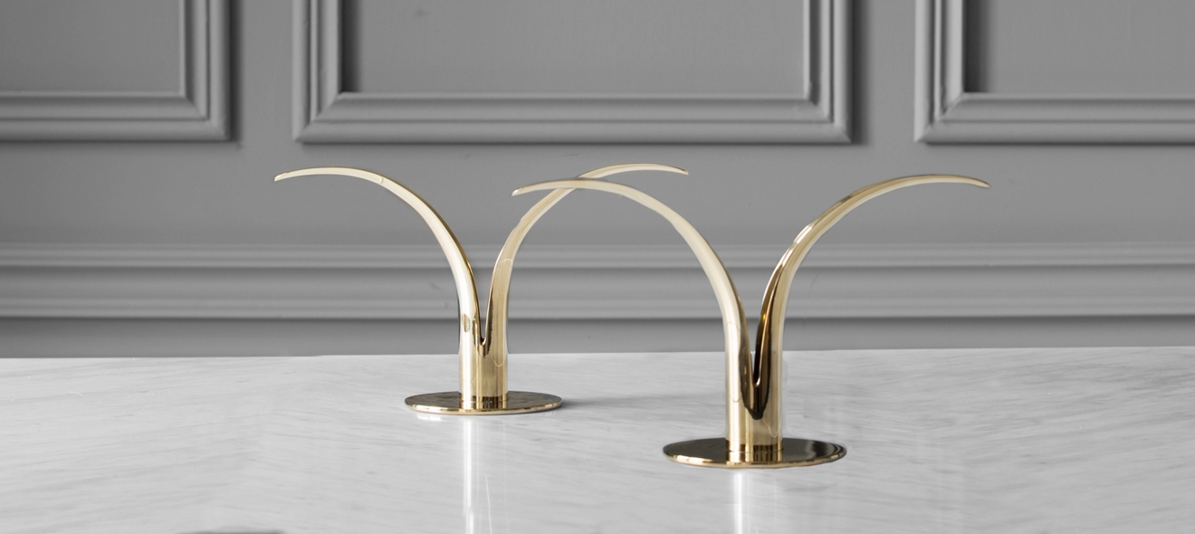 Mässingsljusstakar från Skultuna i olika storlekar