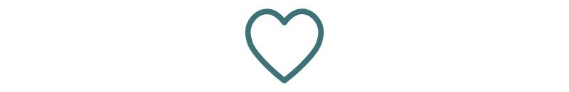 A teal outline of a heart on a white background.