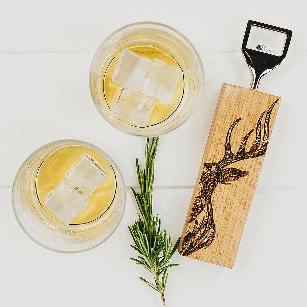 Scottish Made pullonavaaja tammi ruuostumaton teräs drinkit jääpalat viskilasit