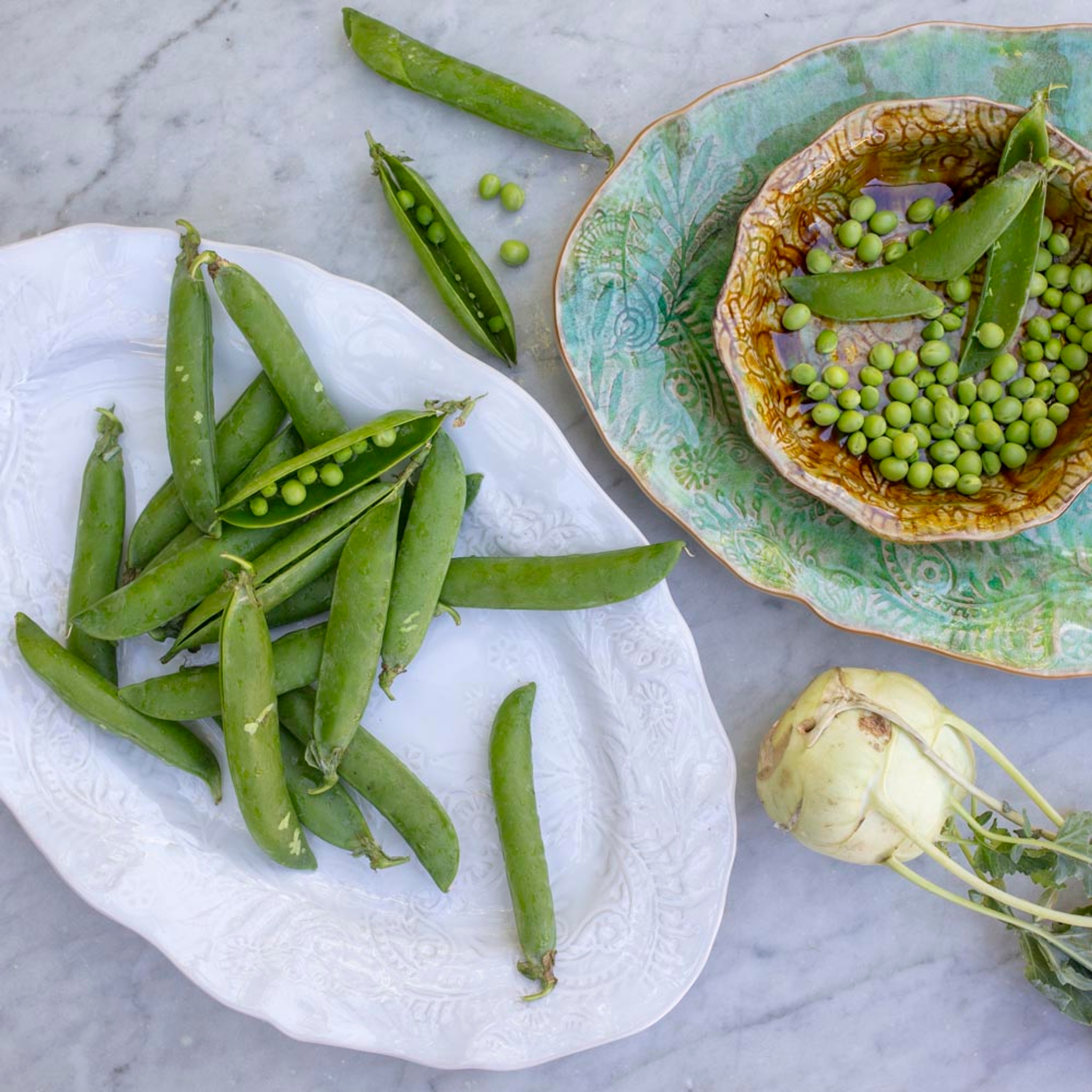 Serveringsfat fra Sthål med sukkererter på