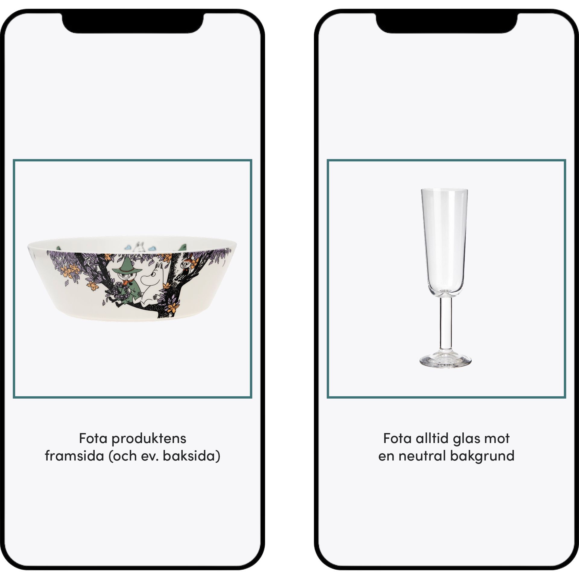 Bild som visar hur du ska fota dina Pre Loved-produkter, fota produktens framsida