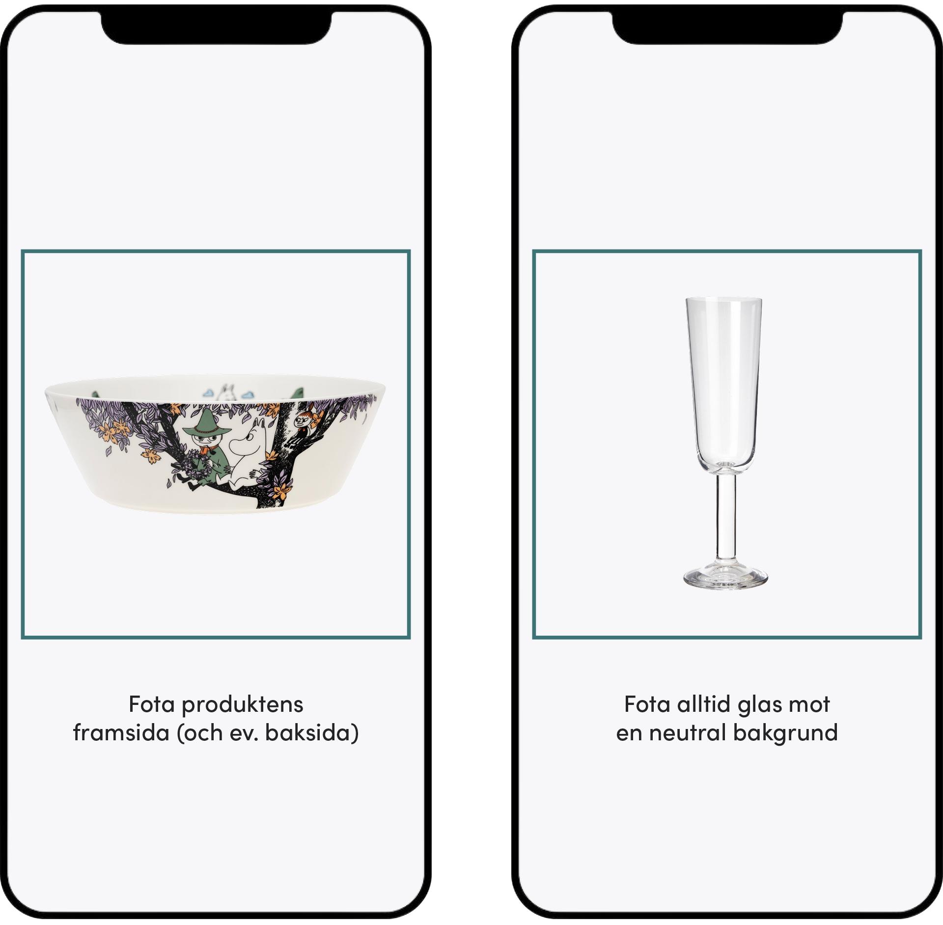 Bild som visar hur du ska fota dina Pre Loved-produkter, fota produktens framsida