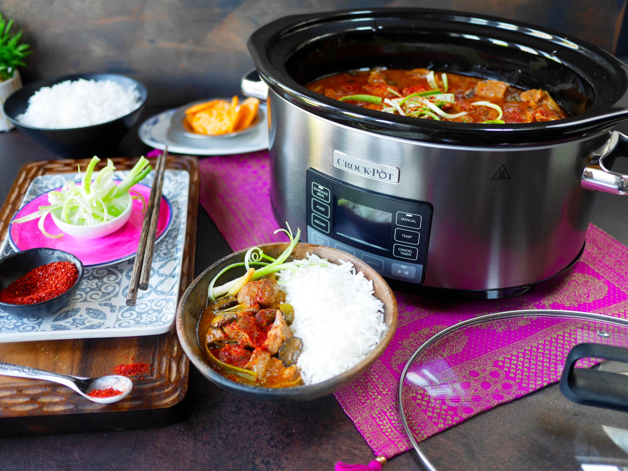 Crock Pot haudutuspata ruoka aasialainen ruoka riisi ja muhennos