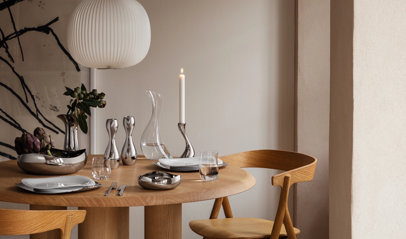 Georg Jensen Cobra lysestake skål og karaffel