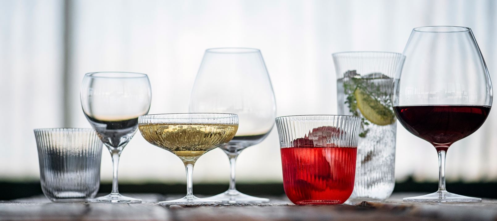 Serax räfflade vinglas, coupeglas och glas