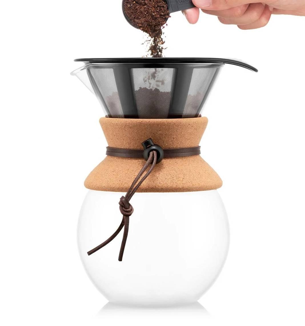 Bodum pour over kahvinkeitin tyylikäs lasikannu suodatin kahvin annostelu