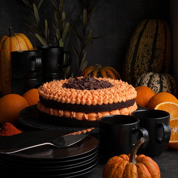 Halloween - Chokladkaka med apelsinfrosting