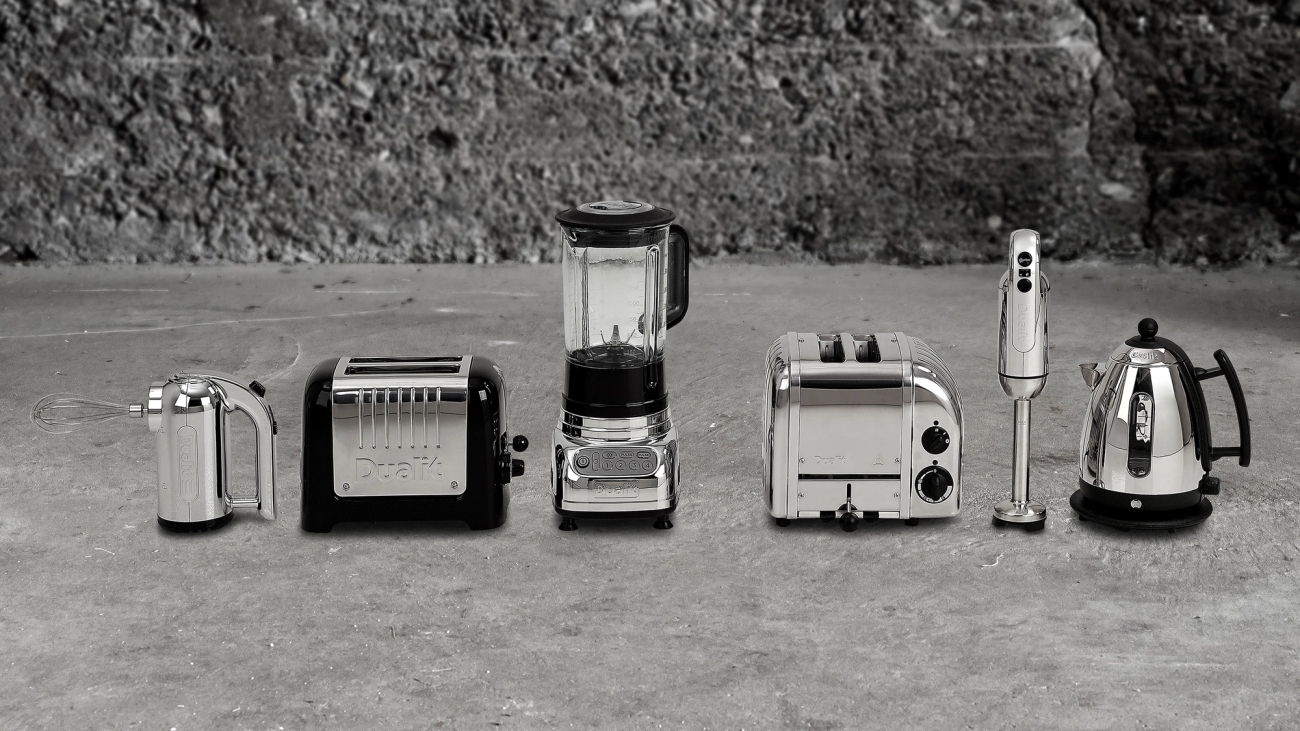 Dualit brødrister, håndmikser, vannkoker