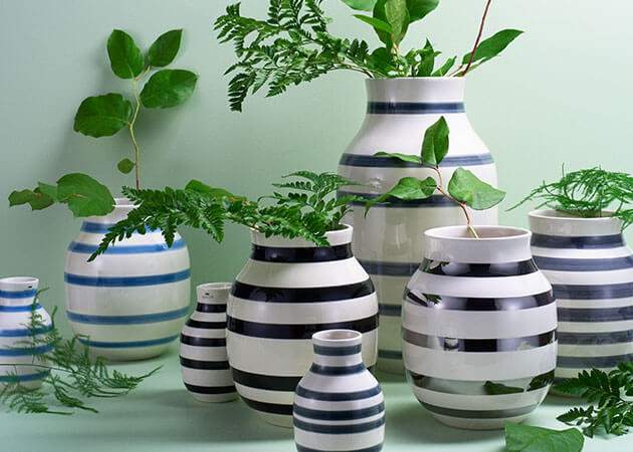 Stripete Omaggio vaser med grønne kvister